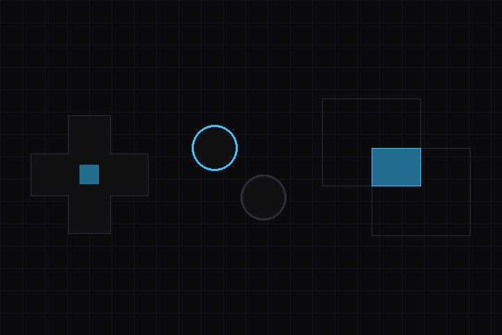 A pad, and the overlap it is tested against